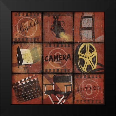 Cinema 9patch red Black Modern Wood Framed Art Print by Grey, Jace