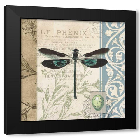 CART dragonfly Black Modern Wood Framed Art Print with Double Matting by Grey, Jace