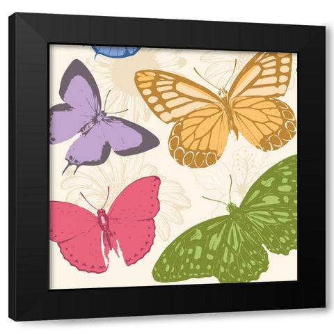 Colorful Butterflies 2 Black Modern Wood Framed Art Print with Double Matting by Grey, Jace