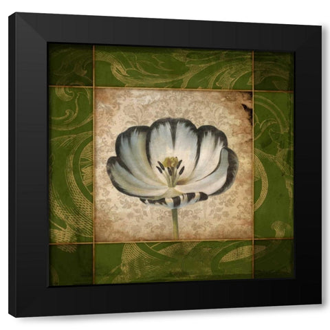 Victorian Floral Mate Black Modern Wood Framed Art Print with Double Matting by Grey, Jace