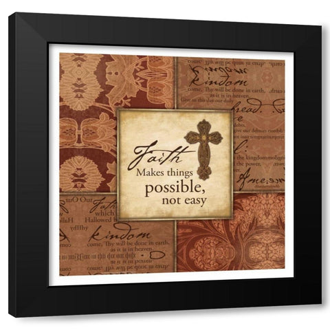 Cross Bordered Text Black Modern Wood Framed Art Print with Double Matting by Grey, Jace