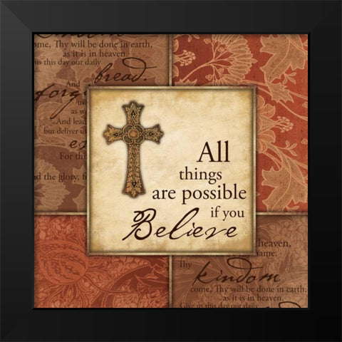 Cross Bordered Text Mate Black Modern Wood Framed Art Print by Grey, Jace