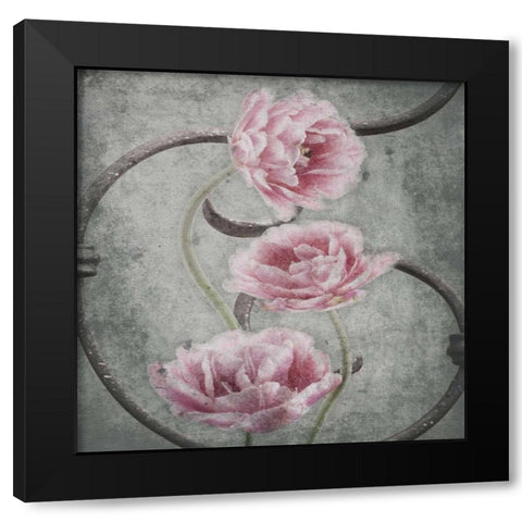 Flowers Black Modern Wood Framed Art Print by Grey, Jace
