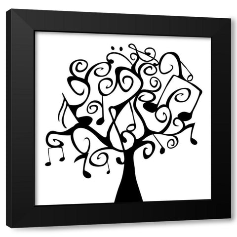 Musical Tree Black Modern Wood Framed Art Print with Double Matting by Grey, Jace