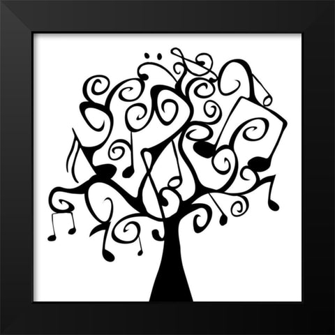 Musical Tree Black Modern Wood Framed Art Print by Grey, Jace