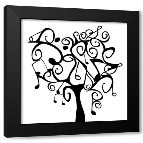 Musical Tree 2 Black Modern Wood Framed Art Print with Double Matting by Grey, Jace
