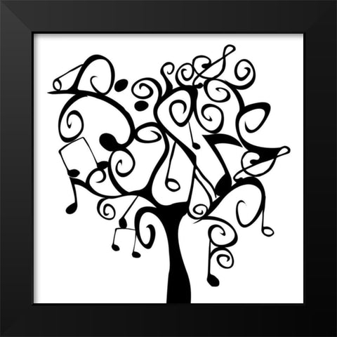 Musical Tree 2 Black Modern Wood Framed Art Print by Grey, Jace