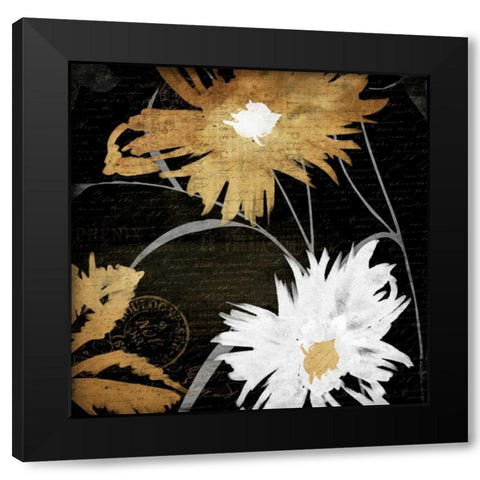 Gold Florals 2 Black Modern Wood Framed Art Print by Grey, Jace