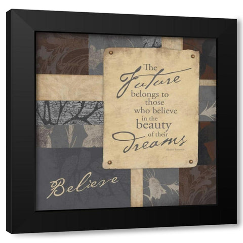 Believe Black Modern Wood Framed Art Print by Grey, Jace