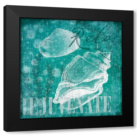 Shell Bubbles I in Teal Black Modern Wood Framed Art Print by Grey, Jace