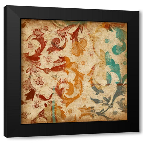 Abstract Florals Mate Black Modern Wood Framed Art Print by Grey, Jace