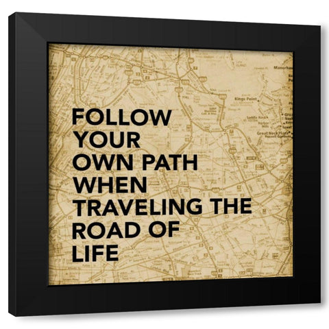 Road of Life Map Black Modern Wood Framed Art Print with Double Matting by Grey, Jace