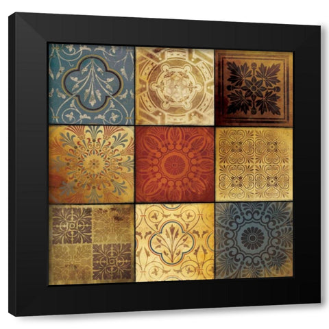 9 Patch Pattern Black Modern Wood Framed Art Print with Double Matting by Grey, Jace