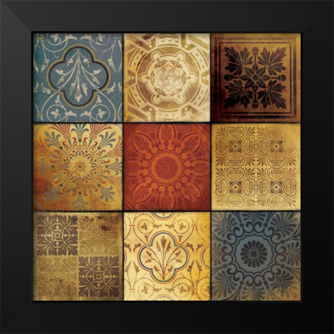 9 Patch Pattern Black Modern Wood Framed Art Print by Grey, Jace