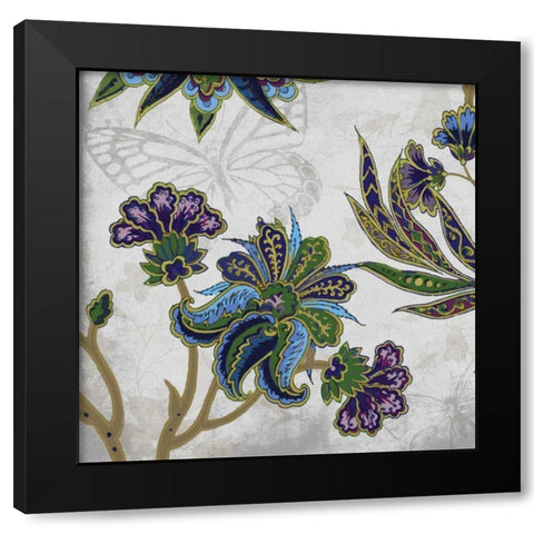 Floral Pattern Black Modern Wood Framed Art Print by Grey, Jace