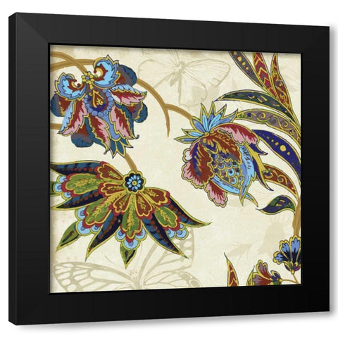 Floral Pattern 2 Black Modern Wood Framed Art Print by Grey, Jace