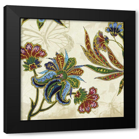 Floral Pattern 3 Black Modern Wood Framed Art Print by Grey, Jace