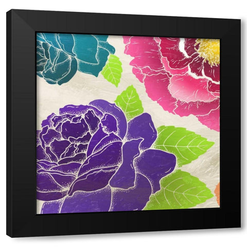 Bright Florals Black Modern Wood Framed Art Print by Grey, Jace