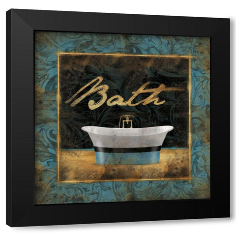 Bath Bordered Blue Black Modern Wood Framed Art Print with Double Matting by Grey, Jace
