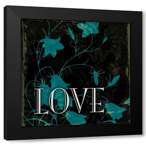 Dark Blue Love Black Modern Wood Framed Art Print with Double Matting by Grey, Jace