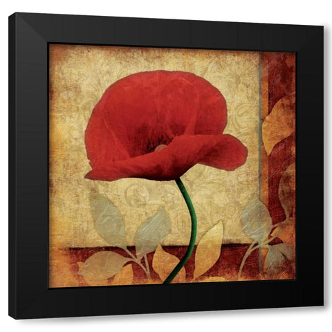 Poppies Patch Bright Black Modern Wood Framed Art Print by Grey, Jace