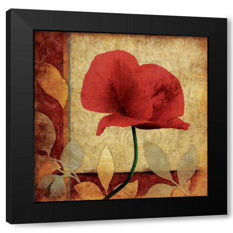 Poppies Patch Mate Bright Black Modern Wood Framed Art Print by Grey, Jace