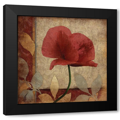 Poppies Patch Black Modern Wood Framed Art Print by Grey, Jace