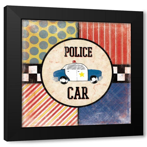 Patterned Police car Black Modern Wood Framed Art Print by Grey, Jace