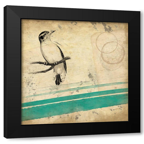 Grunge Bird Mate Black Modern Wood Framed Art Print with Double Matting by Grey, Jace