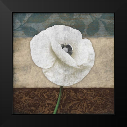White Floral Black Modern Wood Framed Art Print by Grey, Jace