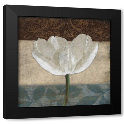 White Floral Mate Black Modern Wood Framed Art Print with Double Matting by Grey, Jace