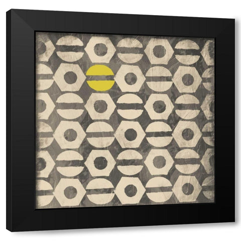 Pattern Yellow gray Black Modern Wood Framed Art Print with Double Matting by Grey, Jace