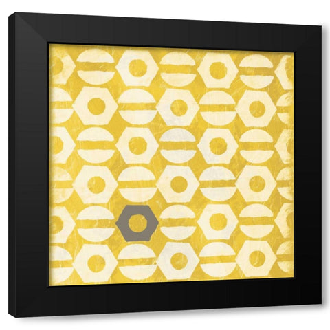 Pattern gray yellow Black Modern Wood Framed Art Print with Double Matting by Grey, Jace