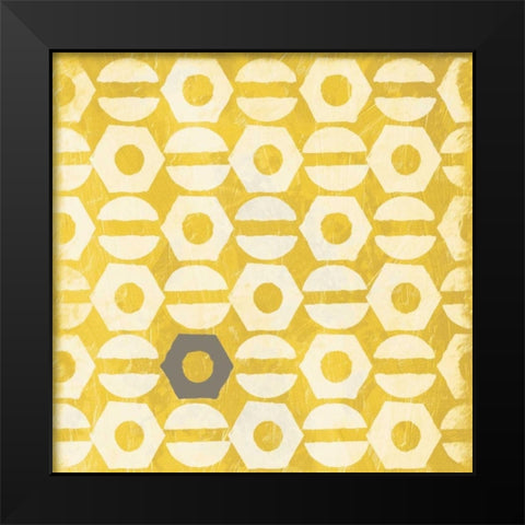 Pattern gray yellow Black Modern Wood Framed Art Print by Grey, Jace