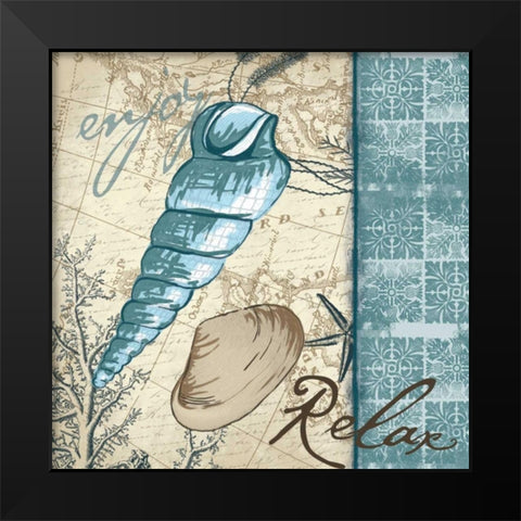 Relax Shell Black Modern Wood Framed Art Print by Grey, Jace
