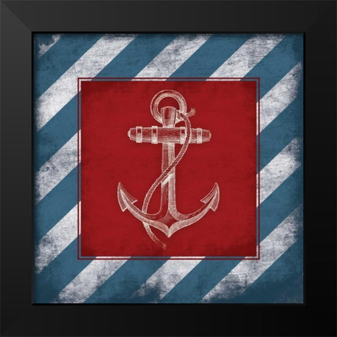 Striped Anchor Black Modern Wood Framed Art Print by Grey, Jace