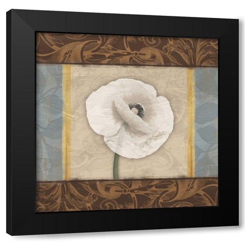 White Poppy 1 Black Modern Wood Framed Art Print by Grey, Jace