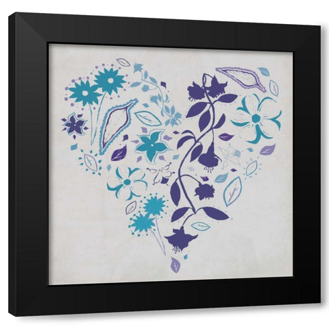 Floral romance Black Modern Wood Framed Art Print with Double Matting by Grey, Jace
