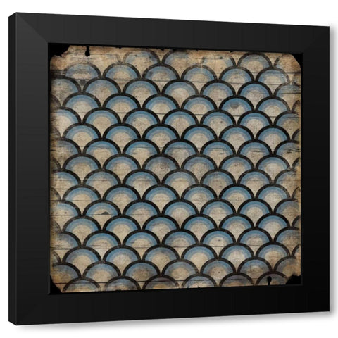 Blue pattern Black Modern Wood Framed Art Print with Double Matting by Grey, Jace