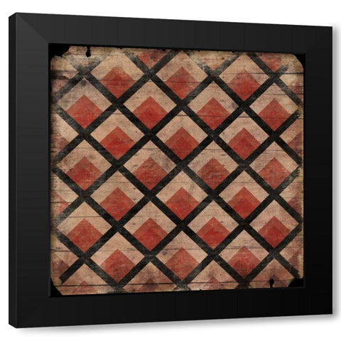 Red pattern Black Modern Wood Framed Art Print with Double Matting by Grey, Jace