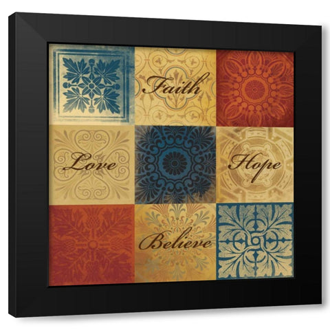 Patterned 9 patch Black Modern Wood Framed Art Print with Double Matting by Grey, Jace