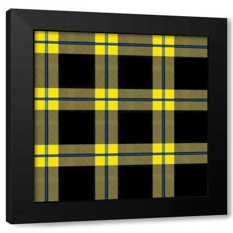 Yellow Blue Plaid Black Modern Wood Framed Art Print by Grey, Jace