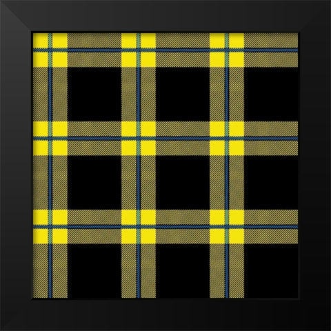 Yellow Blue Plaid Black Modern Wood Framed Art Print by Grey, Jace