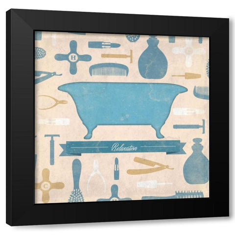 Relaxation Pattern Black Modern Wood Framed Art Print by Grey, Jace
