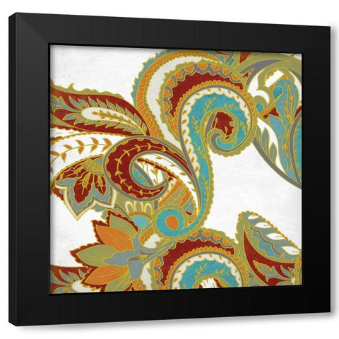 Paisley Floral Black Modern Wood Framed Art Print with Double Matting by Grey, Jace