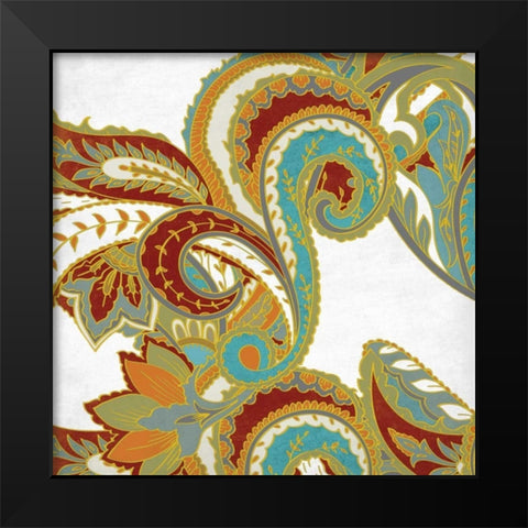 Paisley Floral Black Modern Wood Framed Art Print by Grey, Jace