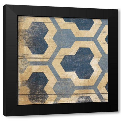 Blue Geo 7 Black Modern Wood Framed Art Print with Double Matting by Grey, Jace