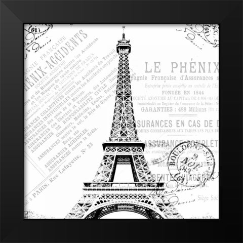 Paris Eiffel Black Modern Wood Framed Art Print by Grey, Jace
