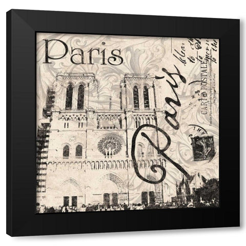 Notre Dame Black Modern Wood Framed Art Print with Double Matting by Grey, Jace