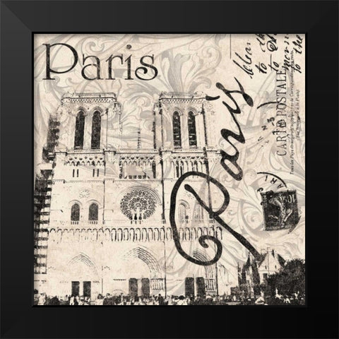 Notre Dame Black Modern Wood Framed Art Print by Grey, Jace